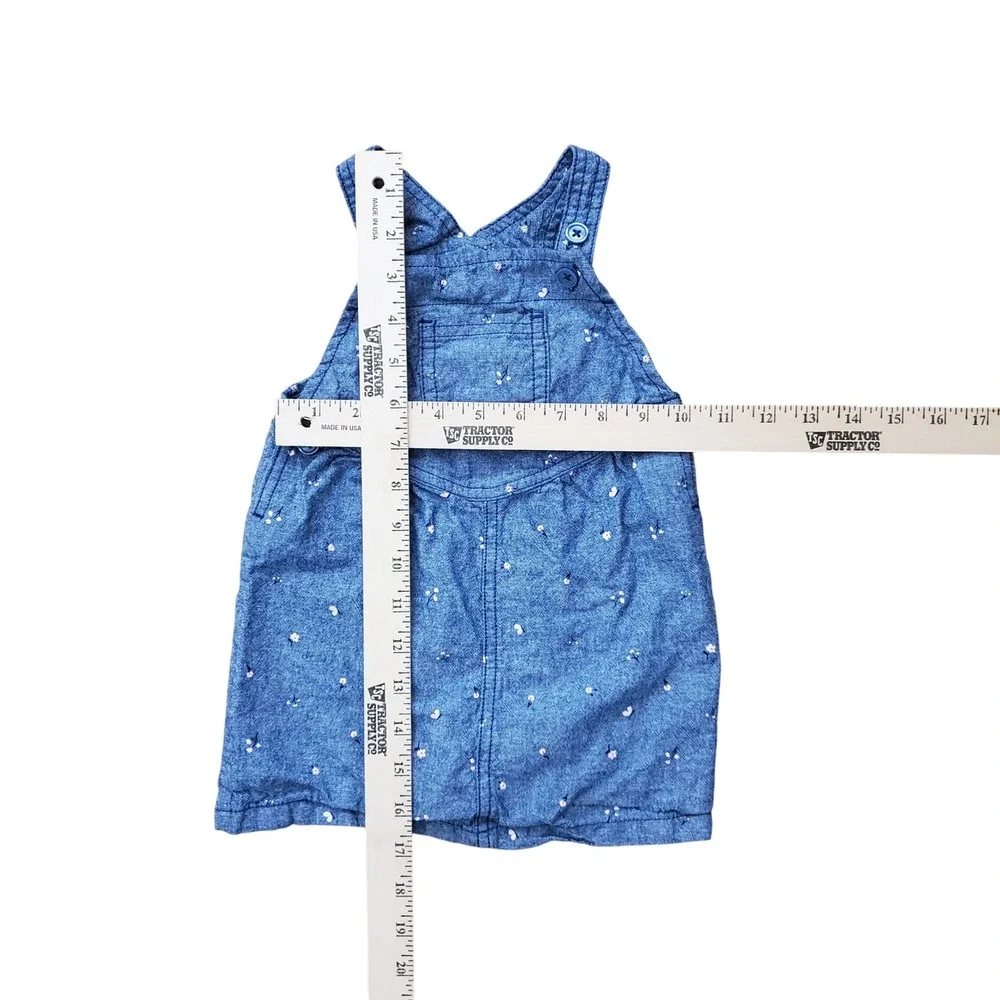 Carter's Chambray Overalls‎ Dress Floral Accents Buttons Size 18M